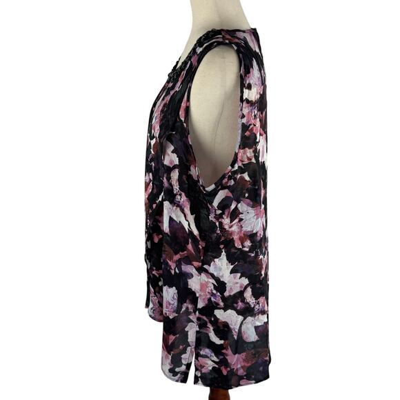 CABLE & GAUGE ABSTRACT EMBELLISHED SLEEVELESS BLOUSE IN PINK BLACK NWOT SIZE XL‎ - Picture 7 of 14